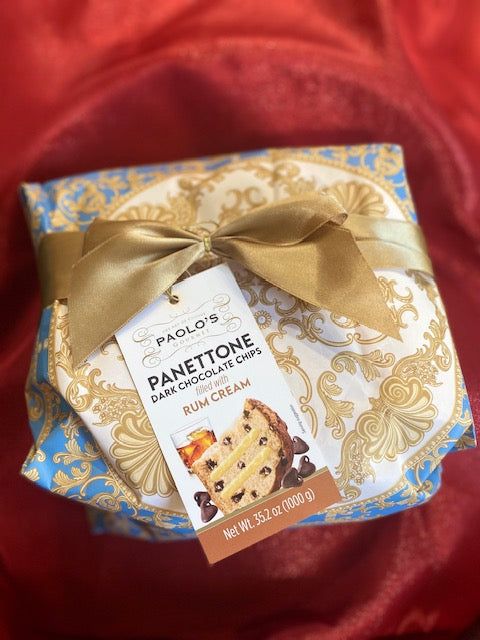Panettone with Dark Chocolate Chips & Rum Cream Filling