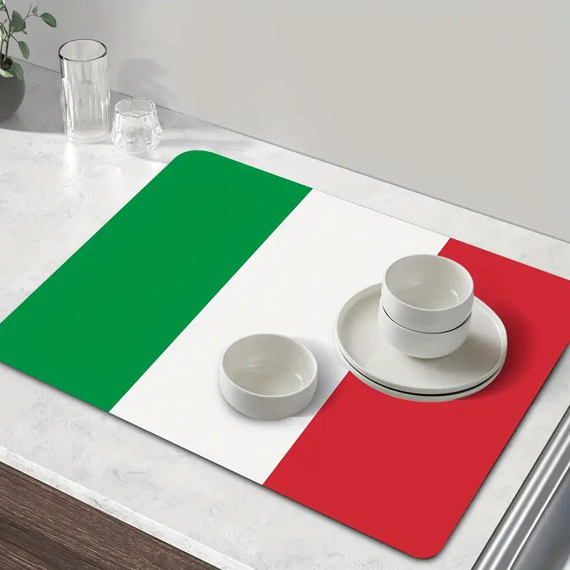 Italian Flag Pattern Dish Drying Mat